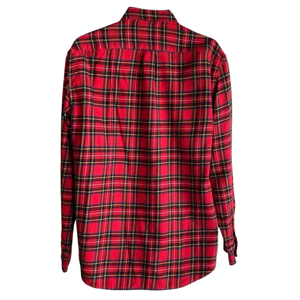 J.Crew Factory Shirt Mens Large Red Plaid Flannel Long Sleeve Classic Fit